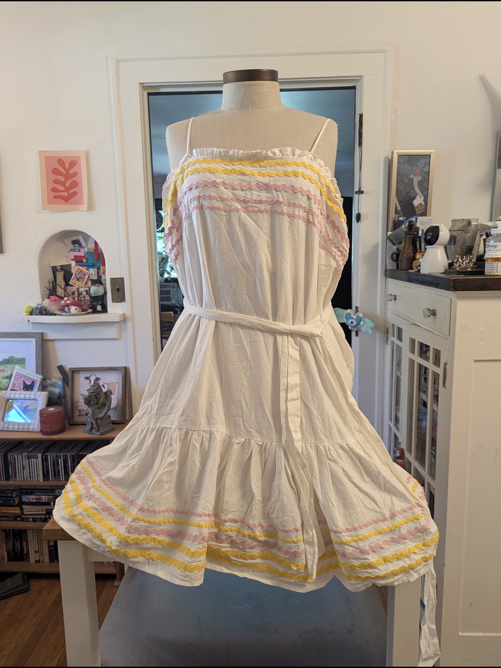 Lisa Marie Fernandez Cream Sundress with Pink & Yellow Trim